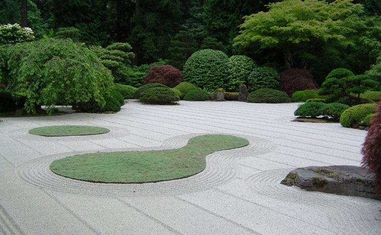 sand i trädgården design zen-trädgård-idé-gräsmatta-mönster-buske