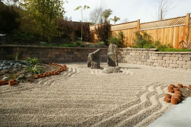 sand i trädgårdsdesignidéer i japansk stil stenar