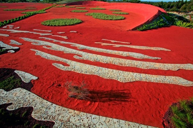 Sand i landskapsarkitektur röd sand använda kreativ idé