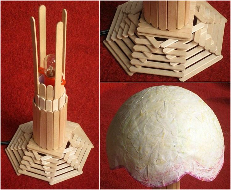 Gör-en-lampa-av-is-pinnar-papper-mache-lampskärm