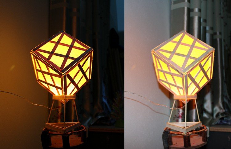 Lampa gjord av popsicle sticks bordslampa-bygg-själv-papper
