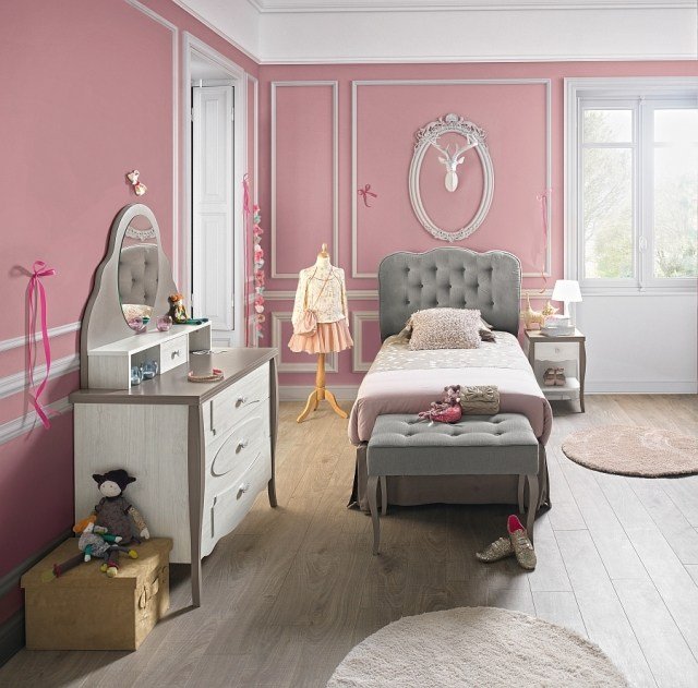 Flickrum-i-grå-rosa-Demoiselle-barn-möbel-samling-Gautier