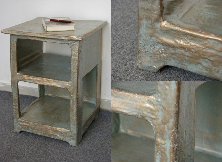 Bygg kreativa möbler själv-papper-mache-kartong-guld-färg-DIY-projekt