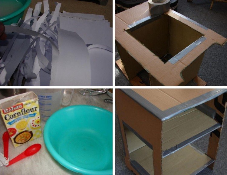 Bygg kreativa möbler själv - pappersmake - kartong - tejp - tjockt papper - DIY