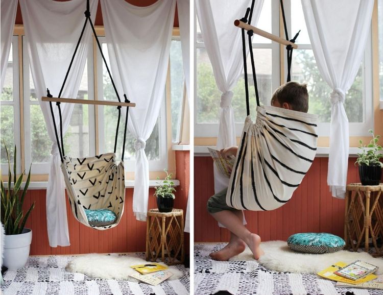kreativ-möbel-hängande stol-hängmatta-tyg-diy-barn-gardiner