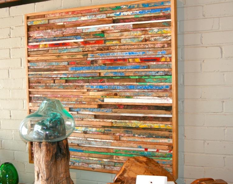 kreativa-möbler-bygg-idéer-bild-vägg-dekoration-trä-drivved-trä rester
