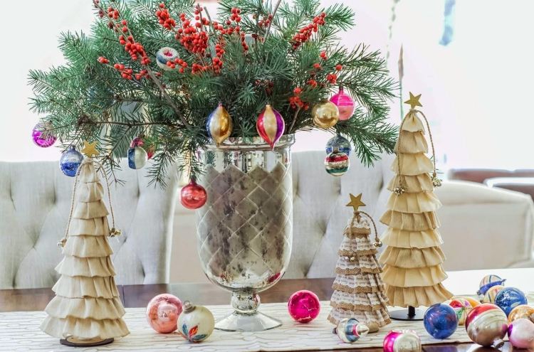 Bordsdekorationer för jul-gör-det-själv-tyg-jul-träd-tinker-jul-boll-bord
