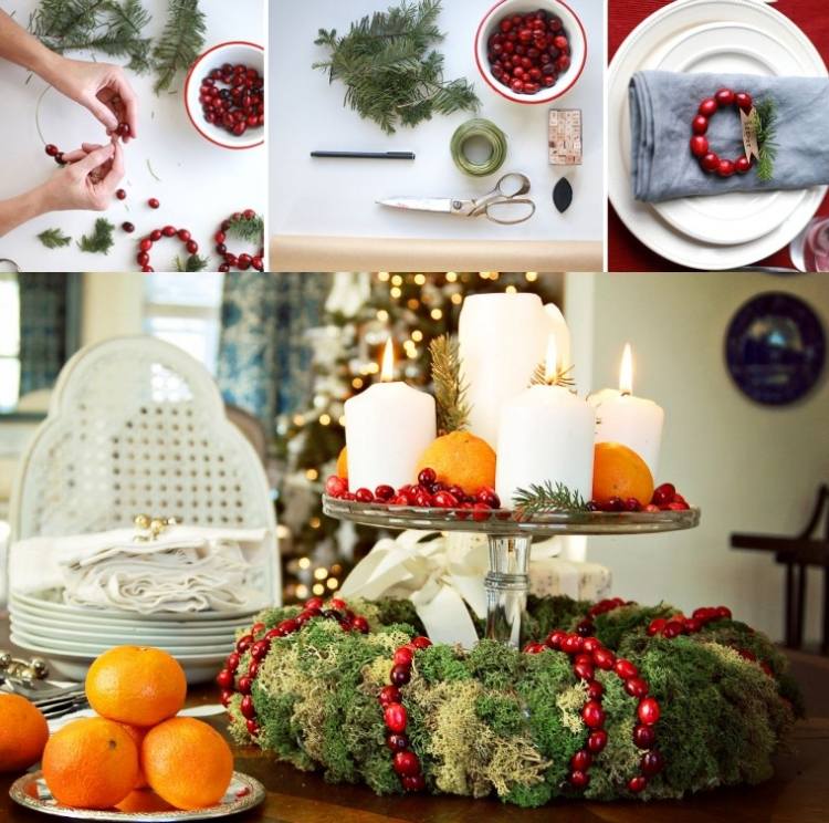 bordsdekoration-jul-gör-det-själv-naturmaterial-cornel-körsbär-krans-mossa-ljus-diy