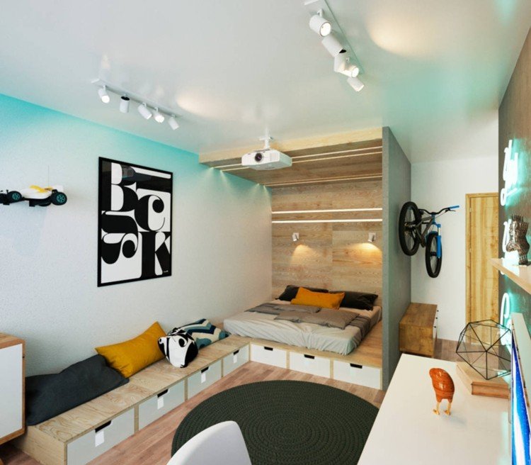 väggdesign för ungdomsrum ombre vitblå idé modern design