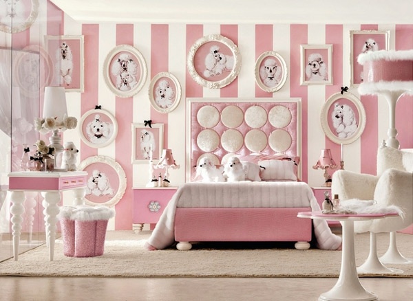 Nursery rosa ränder hund väggdekoration