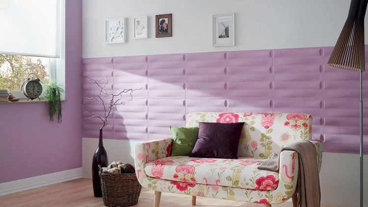 vägg-design-vardagsrum-3d-väggpaneler-lila-färg-bjorn