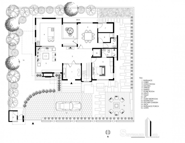 enfamiljshus-modern-arkitektur-plan-plan-plan-första-våningen