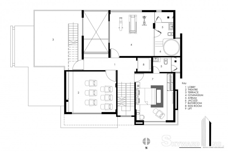 enfamiljshus-modern-arkitektur-plan-plan-plan-tredje-våningen