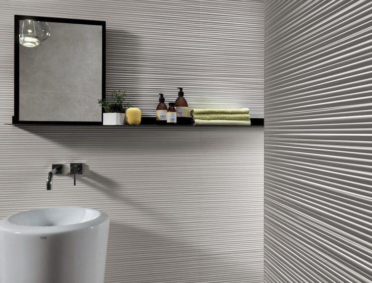 kreativ-vägg-design-3d-keramik-badrum-vit-struktur-linje