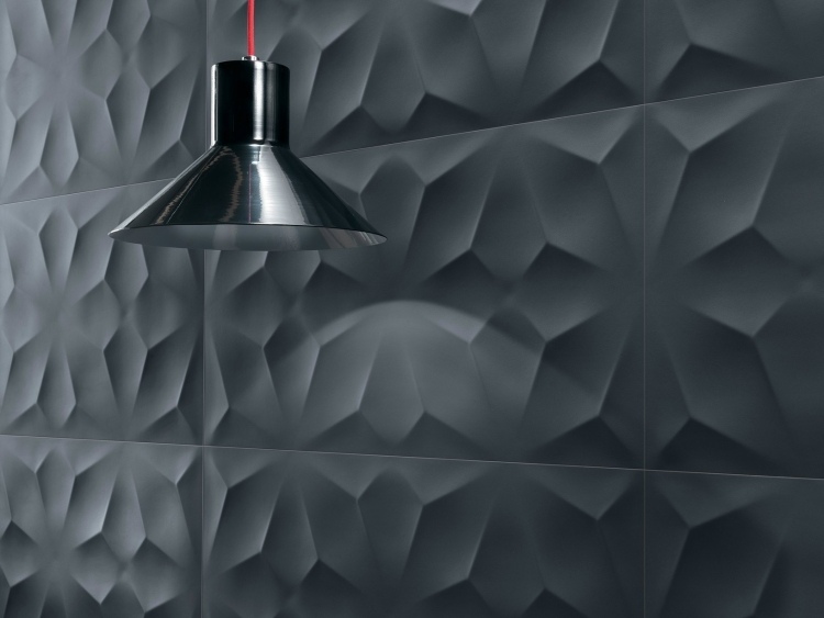 kreativ väggdesign -3d-keramik-grå-antracit-struktur-geometrisk-armatur