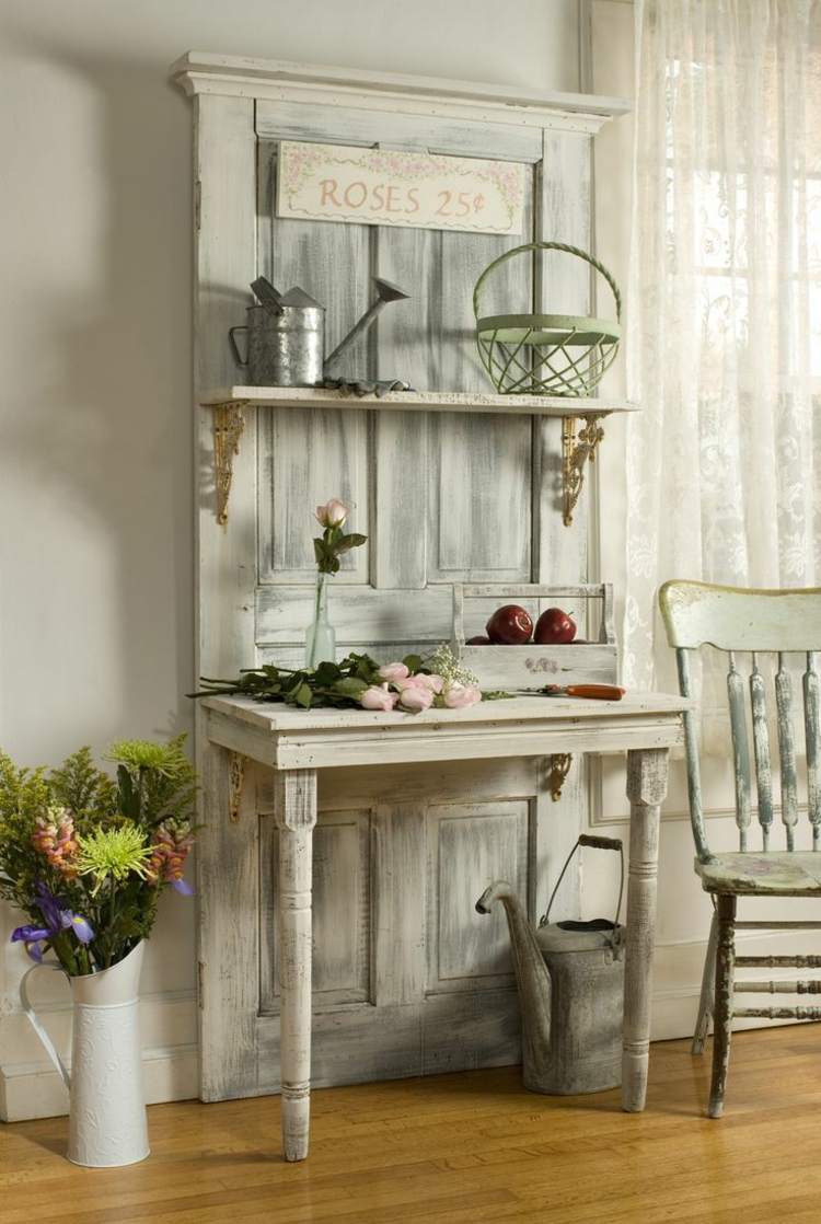 levande idéer kreativ vintage shabby bordbyggnad dörr recaceln sidobord