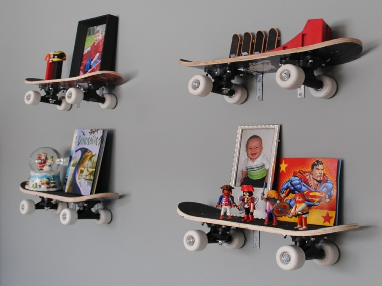 levande idéer kreativa barnrum design hyllor skateboardmöbler