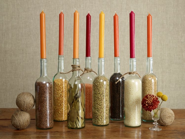 hemidéer kreativa vinflaskor kerrzenstaender kryddor deco lagerblad