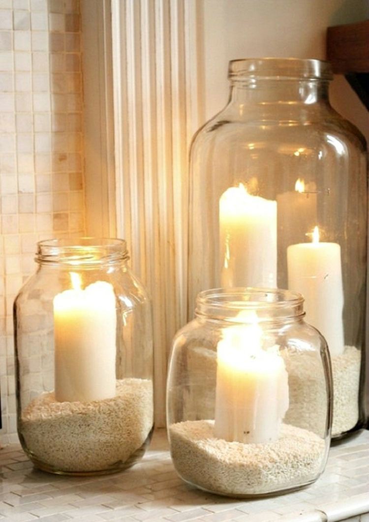 levande idéer kreativa romantiska tinker ljus mason jar sand maritim stil