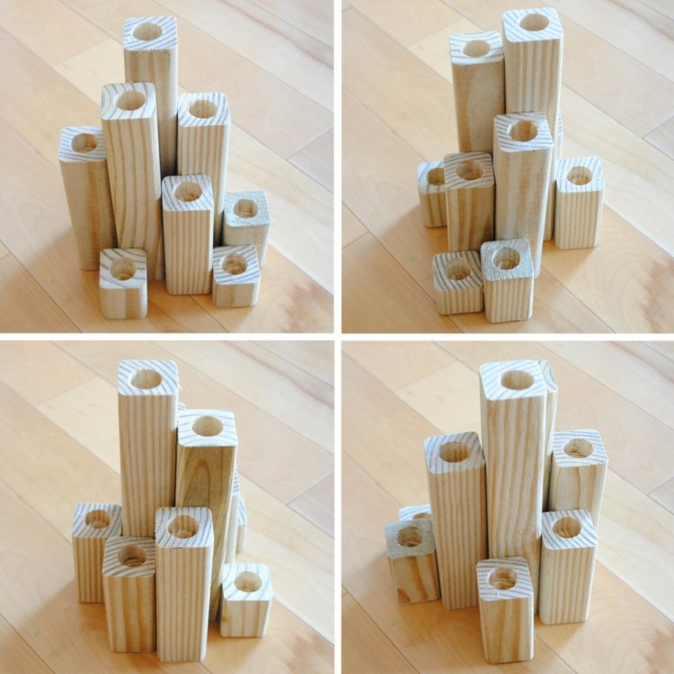 levande idéer kreativa diy ljusstake trästavar