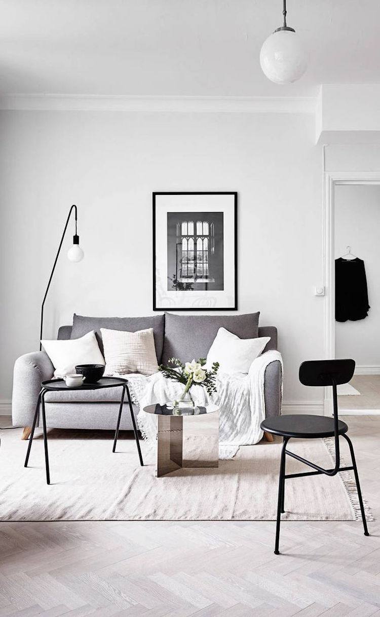 Kreativ vardagsrumsdesign - minimalistisk - vit - skandinavisk