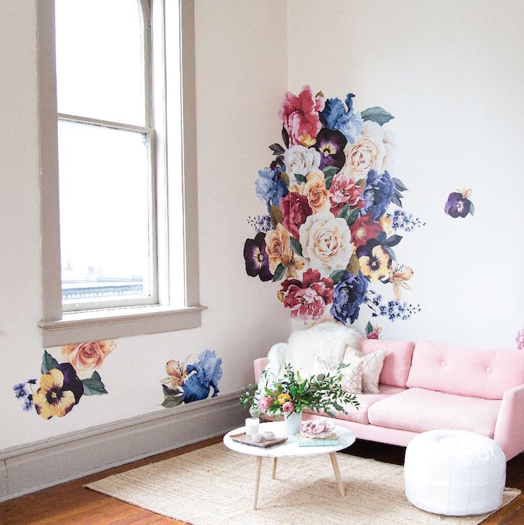 kreativ-rum-design-vägg-design-blommor-blommig