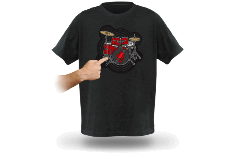 kreativ-design-t-shirt-musik-trummor-ljud-finger-tryck