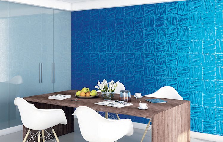Kreativa tekniker med färg och lack -dekorera-vägg-accent väggblå