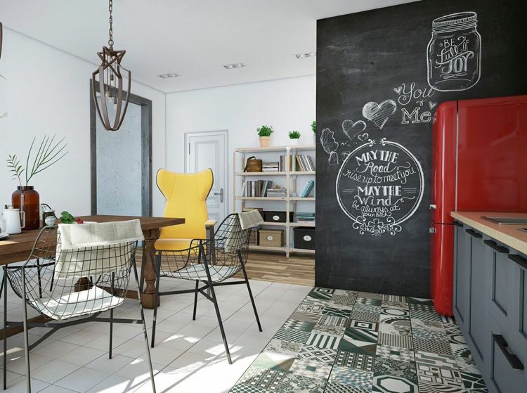 Tavla vägg i köket designar vackert Chalkart