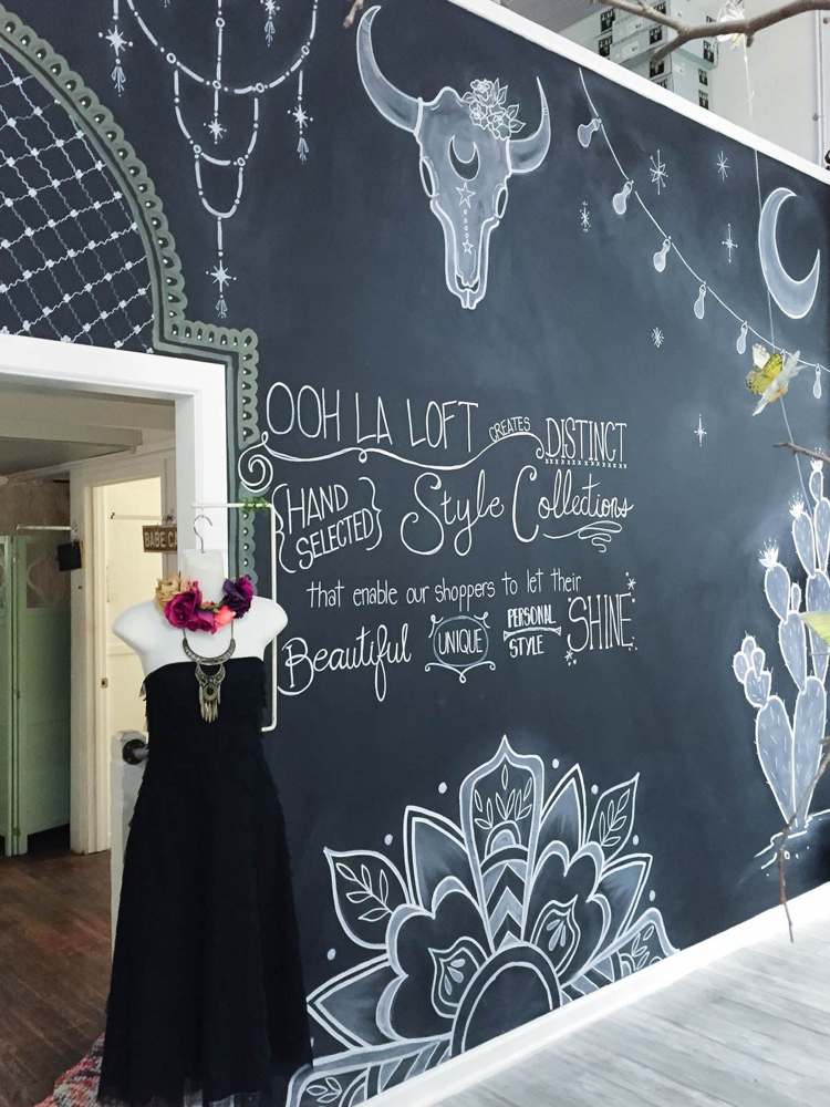 Chalk Art Ideas DIY ordstäv och bilder på väggen