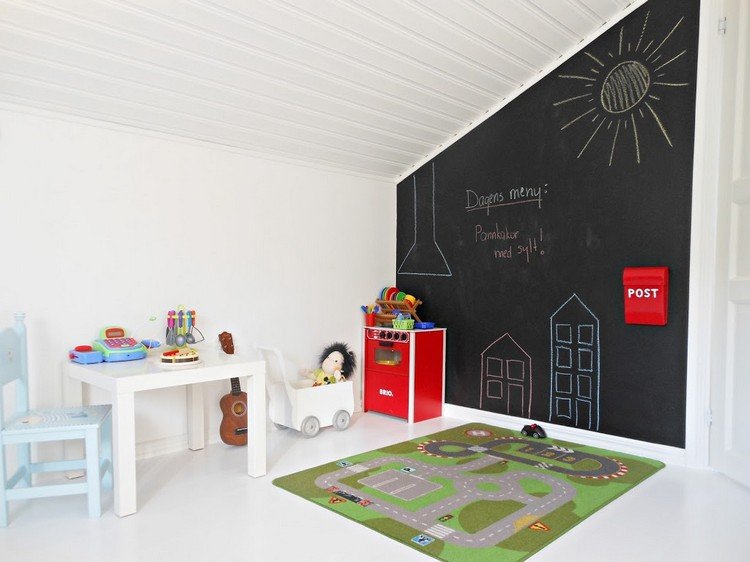 Måla väggen i barnrummet med tavlor som accent