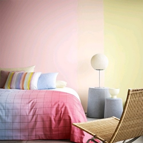 rosa gula idéer för väggdekoration i ombre mönster