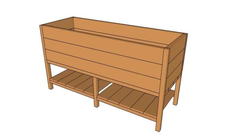 Växtbaserad upphöjd säng-skapa-själv-bygg-trä-konstruktion-plan-diagram-representation