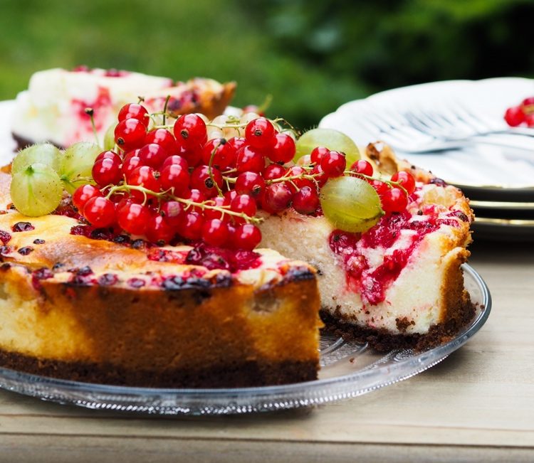 Cheesecake med röda vinbär perfekt på sommaren