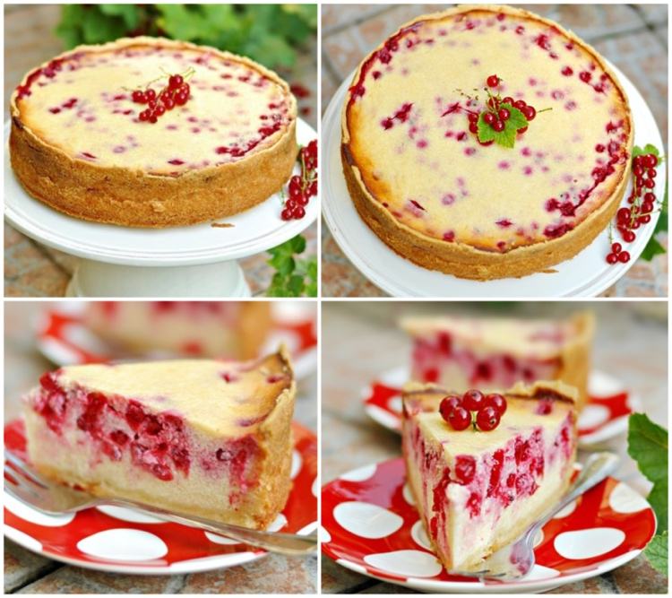 enkelbakad ostkaka med vinbär och kexskorpa
