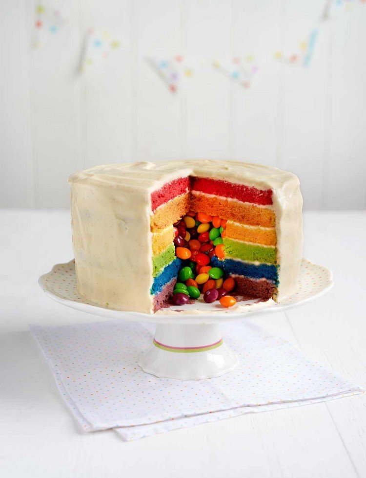 tårta-med-en-överraskning-regnbåge-tårta-fyllning-käglor