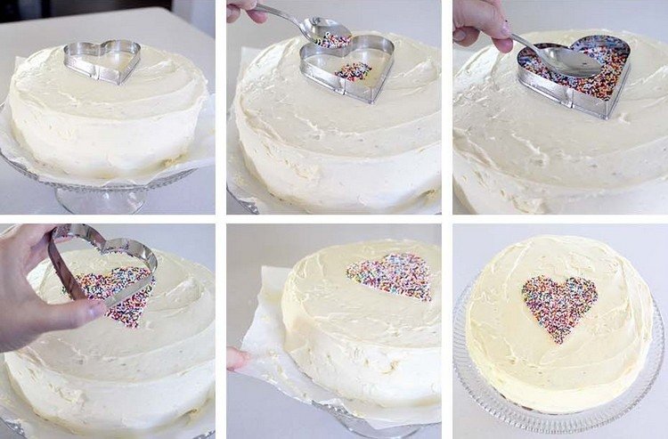 Tårta-med-en-överraskning-dekorera-smarties-tårta-tårta-hjärta