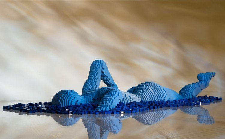 konst från lego simmare-blå-klossar-ombre