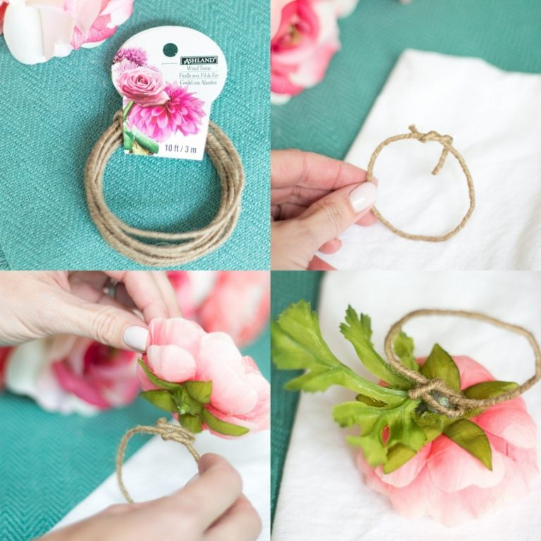 Gör servettringar av konstgjorda blommor själv DIY instruktioner bord dekoration bröllop