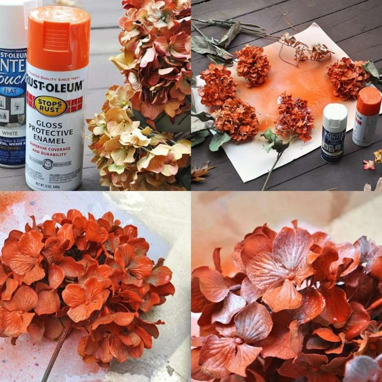 Måla konstgjorda blommor DIY -instruktioner lätt hemtillbehör höst