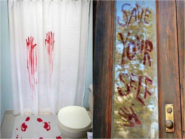 Gör-din-egen-falska-blod-hus-dekoration-dusch-gardin-ytterdörr