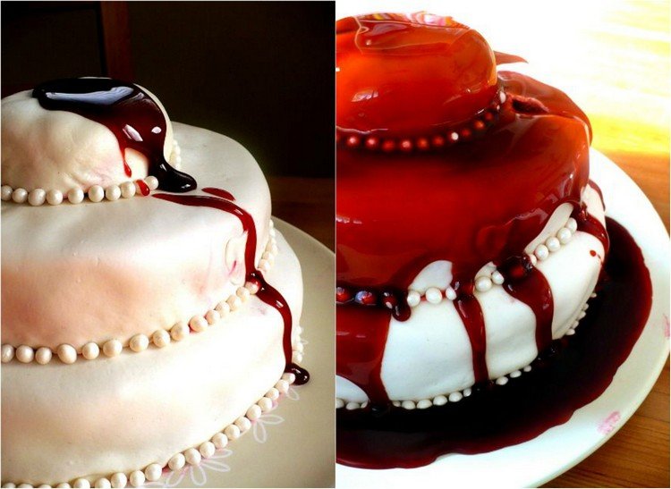 Gör-det-själv-falska-blod-halloween-dessert-tårta-vit-fondant