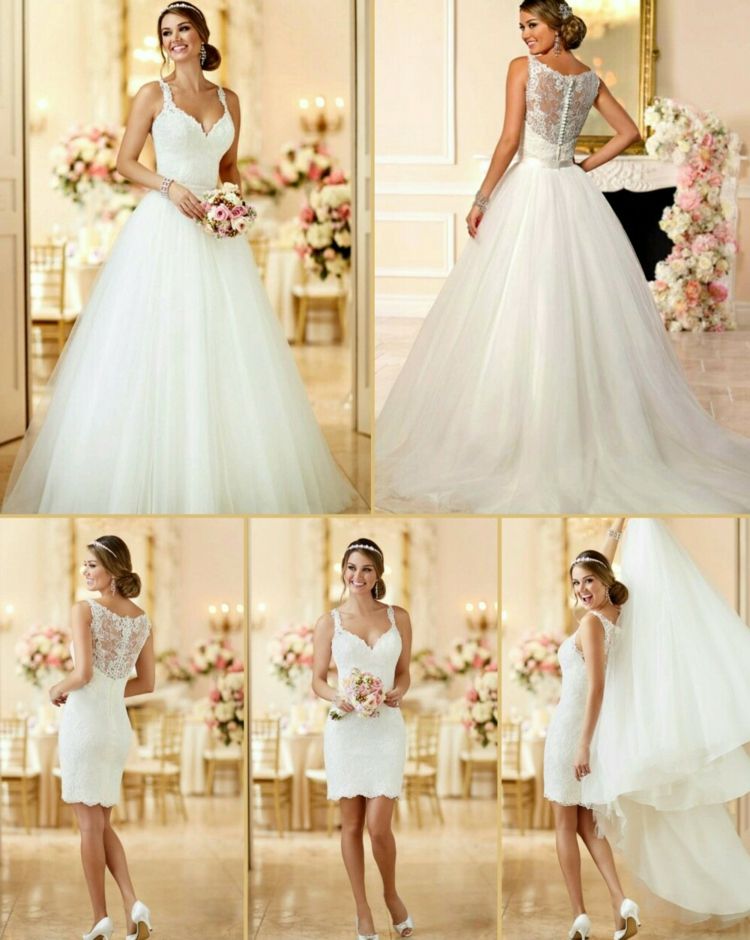 korta bröllopsklänningar-bytbara-två-klänningar-långa remmar