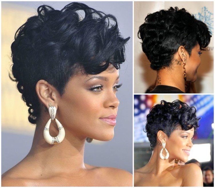kort hår med naturliga lockar Mohawk frisyr av Rihanna