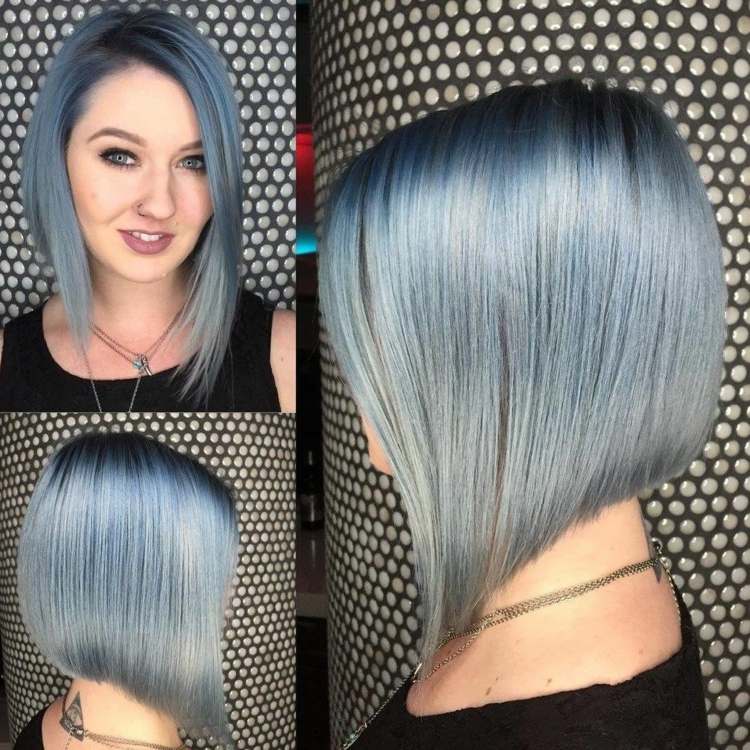 färgat en linje bobgrått hår korta frisyrer 2018 med färg