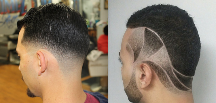 kort frisyr män konst hår mönster rakning sidecut