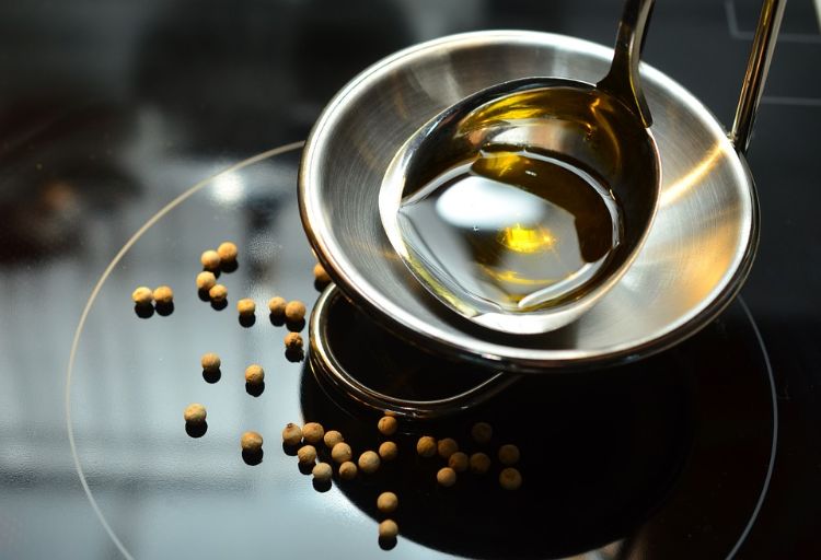 ta olja till stekkärl kokplatta peppar rostfritt stål