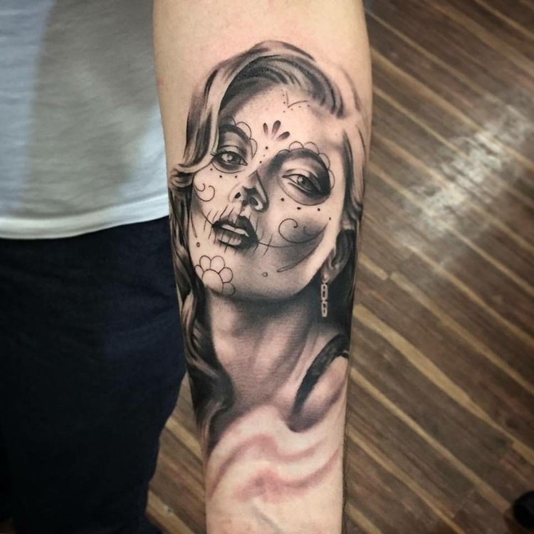 La Catrina tatuering design underarm tatuering kvinnor dag av de döda tatuering design