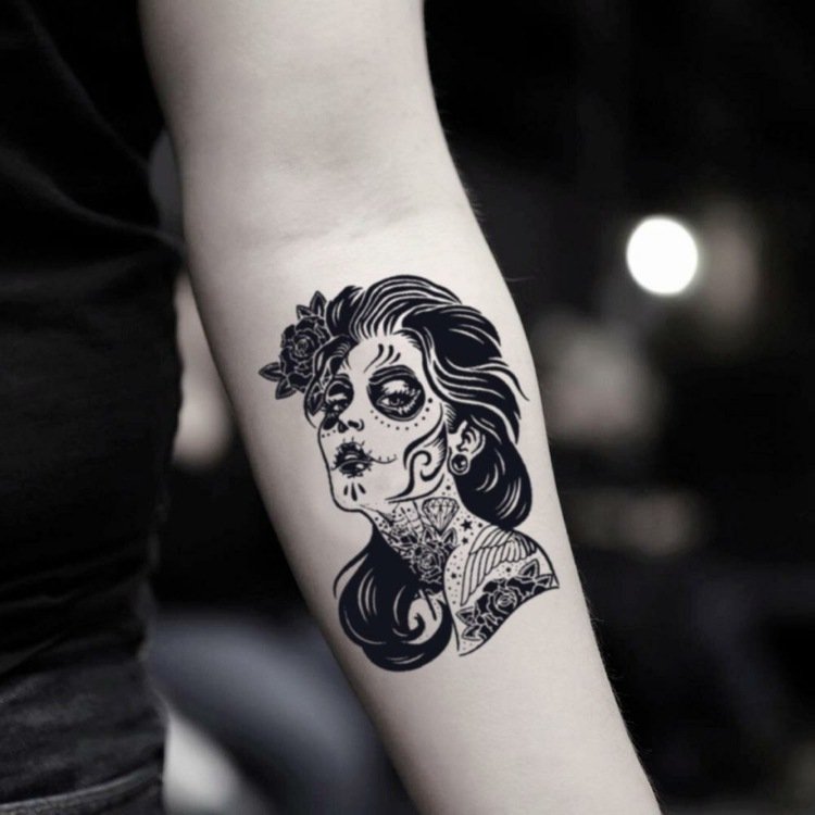 La Catrina Tattoo små moderna tatueringar för kvinnor underarm