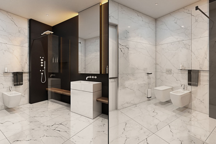 badrum-modern-minimalistisk-marmor-glas vägg-dusch
